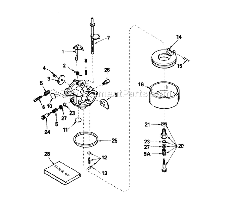 Page B Diagram and Parts List for 38035 5000001-5999999 - 1985 Toro Snow Blower