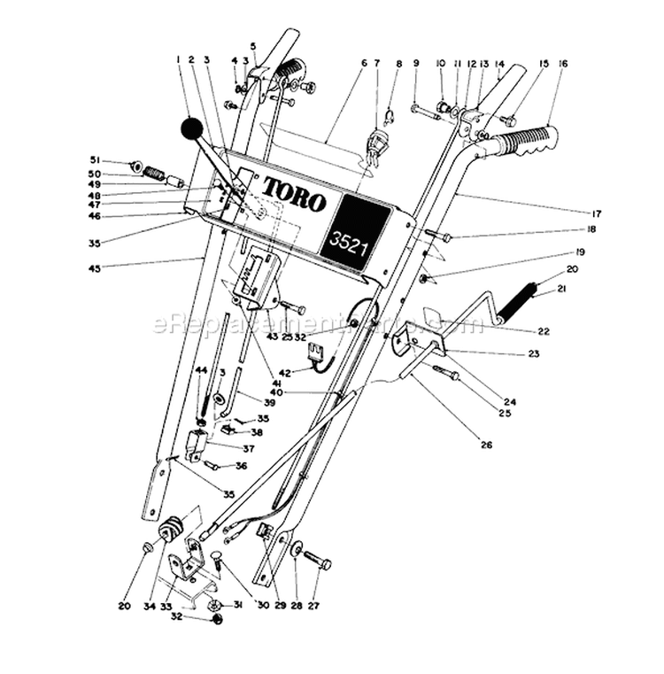 Page G Diagram and Parts List for 38035 7000001-7999999 - 1987 Toro Snow Blower