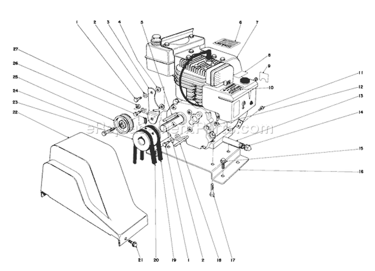 Engine Diagram and Parts List for 38045 0000001-0999999 - 1980 Toro Snow Blower