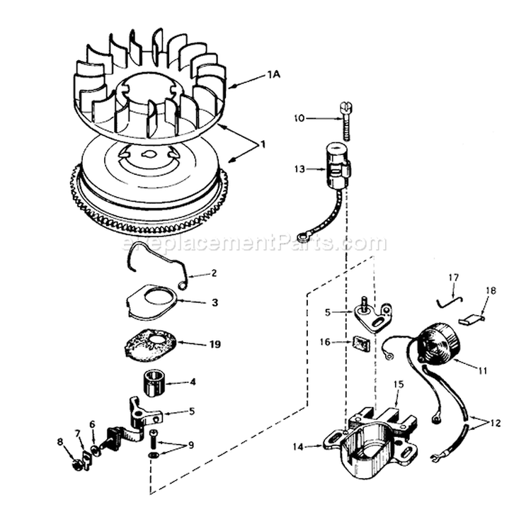 Magneto Diagram and Parts List for 38045 0000001-0999999 - 1980 Toro Snow Blower