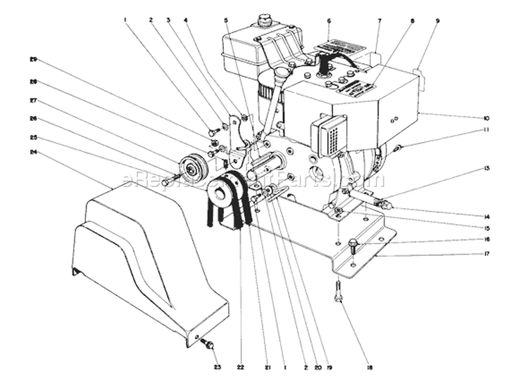 Engine Diagram and Parts List for 38045 1000001-1999999 - 1981 Toro Snow Blower