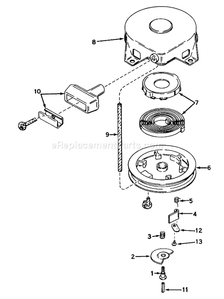 Rewind Starter Diagram and Parts List for 38045 3000001-3999999 - 1983 Toro Snow Blower