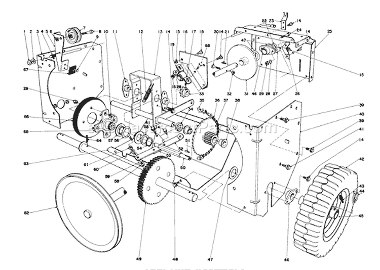 Traction Assembly Diagram and Parts List for 38050 0000001-0999999 - 1980 Toro Snow Blower