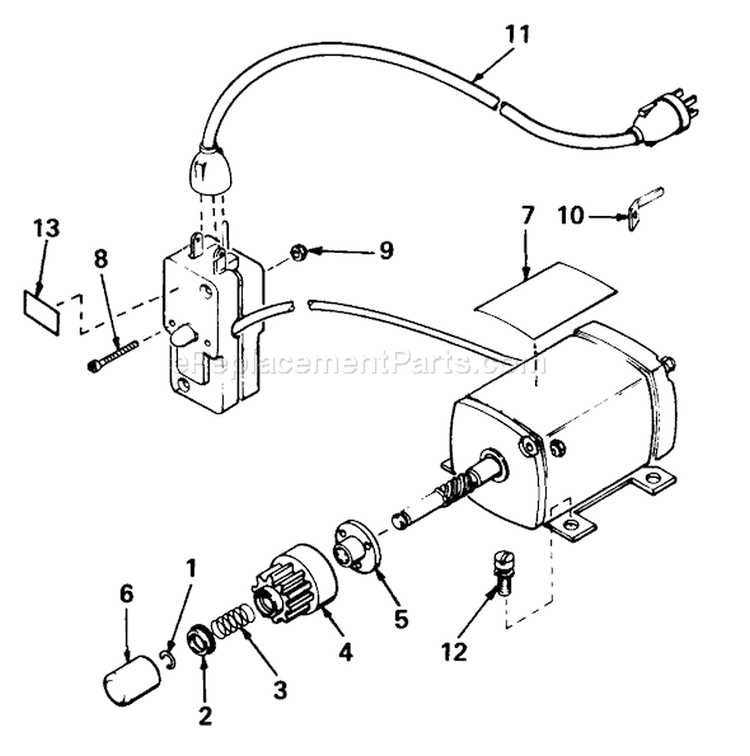 Starter Motor Kit Diagram and Parts List for 38050 4000001-4999999 - 1984 Toro Snow Blower