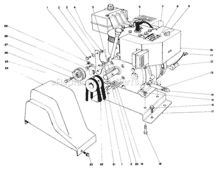 Engine Diagram and Parts List for 38050 4000001-4999999 - 1984 Toro Snow Blower
