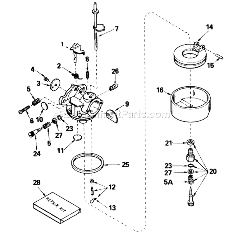 Page B Diagram and Parts List for 38040 5000001-5999999 - 1985 Toro Snow Blower