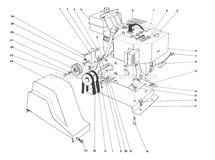 Engine Diagram and Parts List for 38050 6000001-6999999 - 1986 Toro Snow Blower