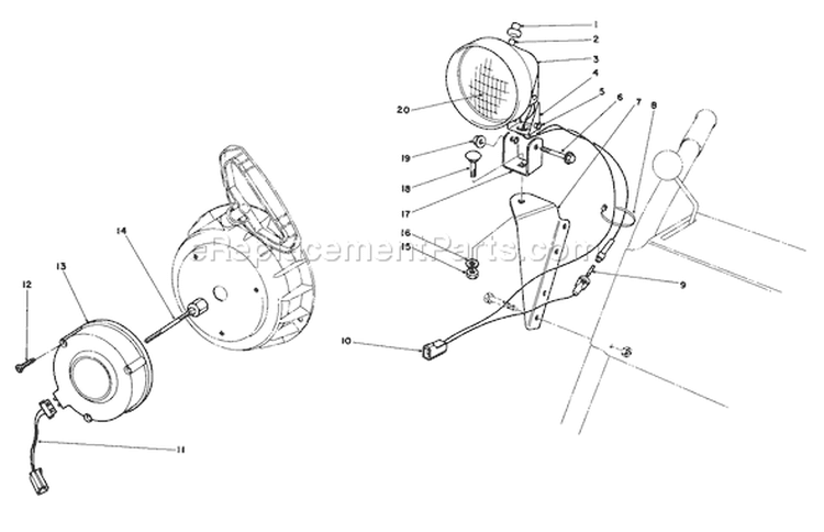 Light Kit Diagram and Parts List for 38050 7000001-7999999 - 1987 Toro Snow Blower