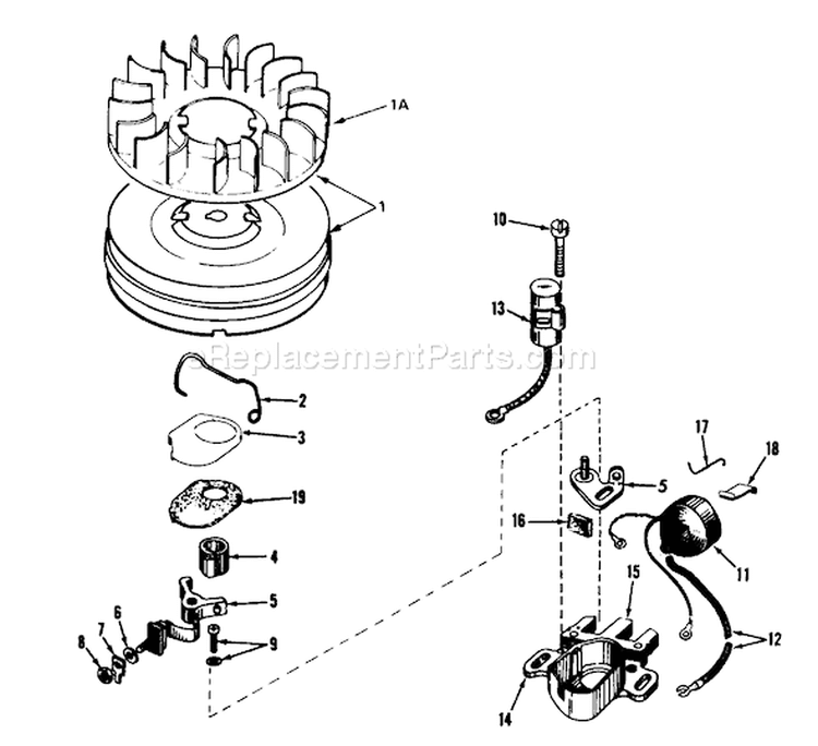 Magneto Diagram and Parts List for 38050 9000001-9999999 - 1979 Toro Snow Blower