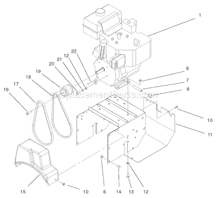 Engine Diagram and Parts List for 38051 000000001-000999999 - 2000 Toro Snow Blower