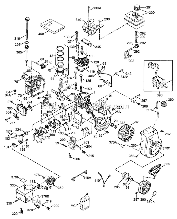 Page E Diagram and Parts List for 38051 000000001-000999999 - 2000 Toro Snow Blower