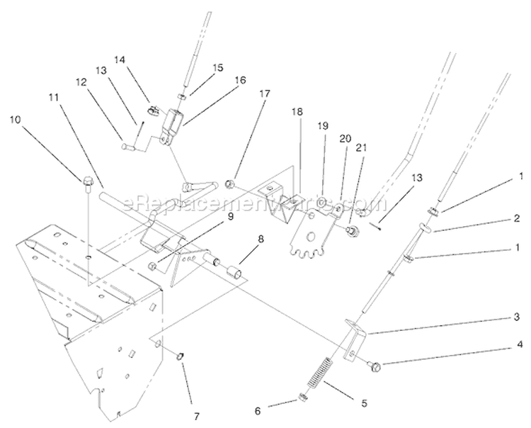 Linkage And Traction Assembly Diagram and Parts List for 38051 000000001-000999999 - 2000 Toro Snow Blower