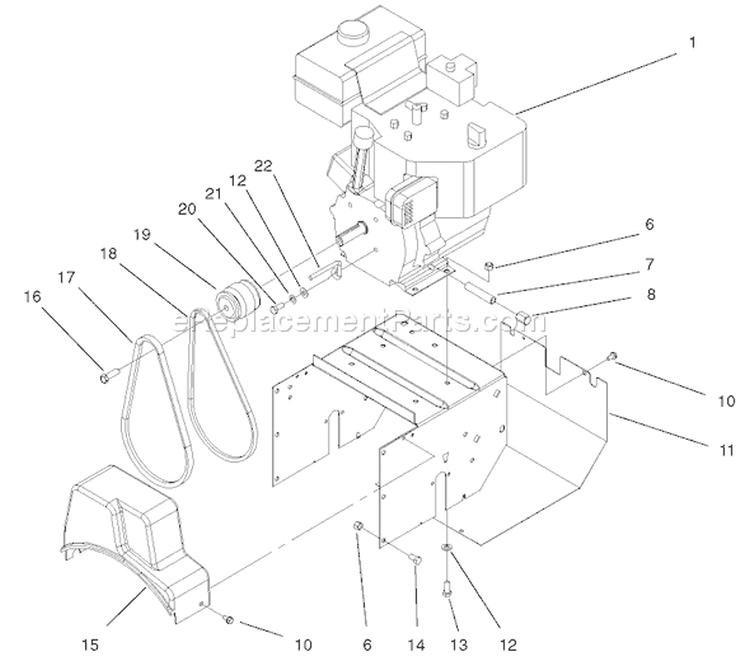 Engine Diagram and Parts List for 38051 210000001-210999999 - 2001 Toro Snow Blower