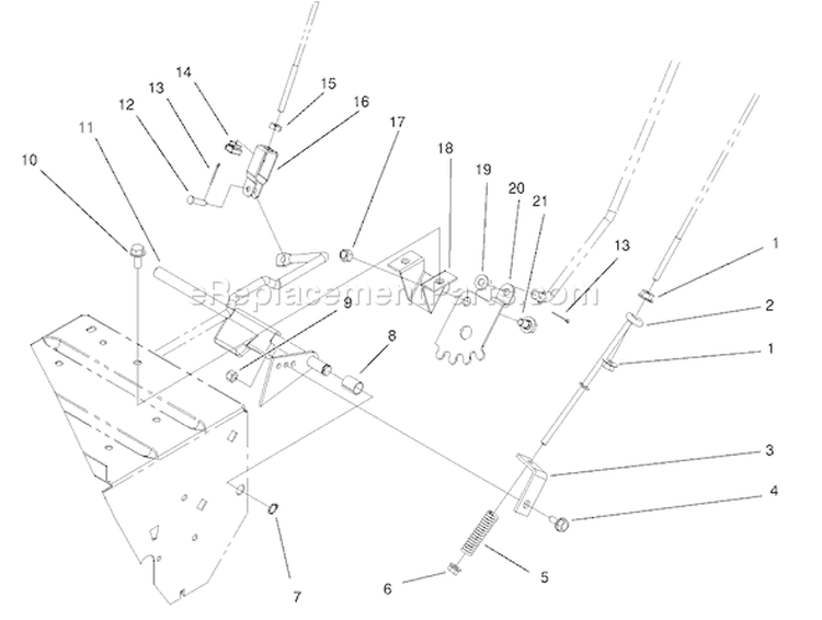 Linkage And Traction Assembly Diagram and Parts List for 38051 210000001-210999999 - 2001 Toro Snow Blower