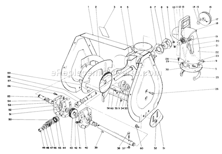 Auger Assembly Diagram and Parts List for 38052C 8000001-8999999 - 1988 Toro Snow Blower