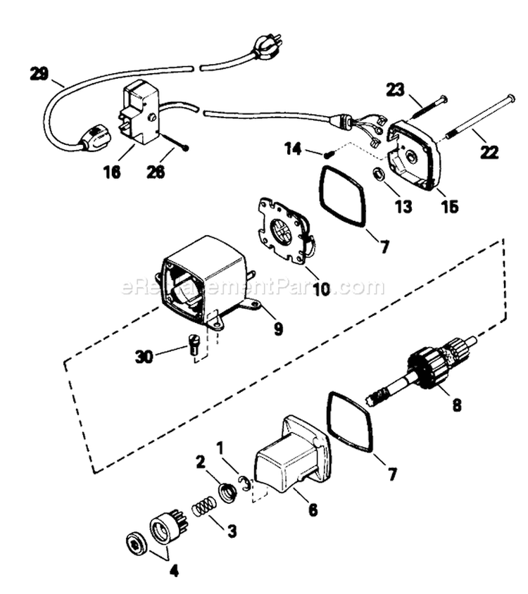 Starter Motor Diagram and Parts List for 38052C 8000001-8999999 - 1988 Toro Snow Blower