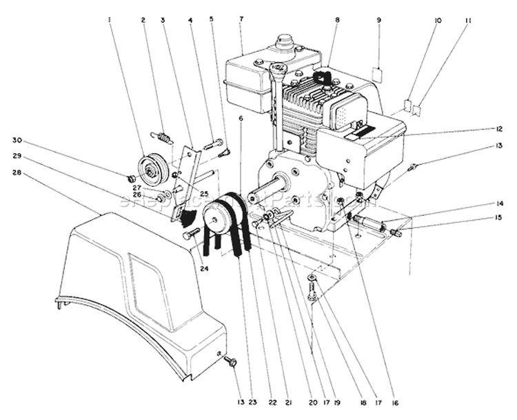Engine Diagram and Parts List for 38052C 8000001-8999999 - 1988 Toro Snow Blower