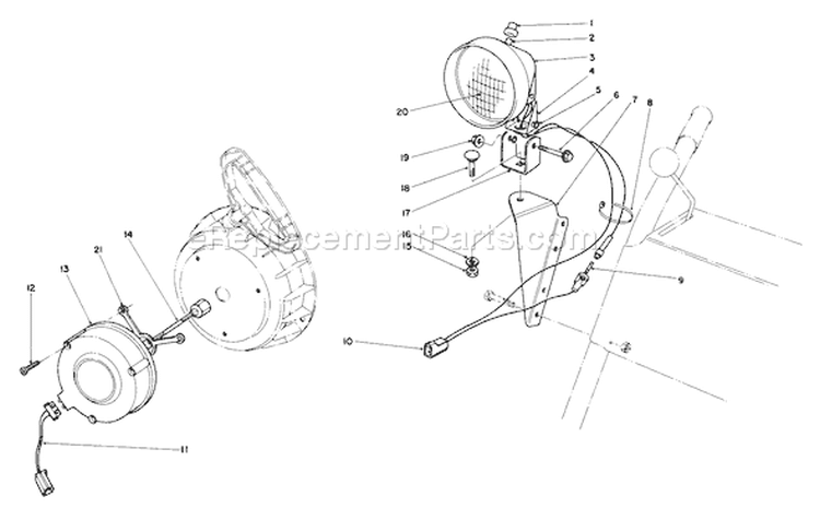 Light Kit Diagram and Parts List for 38052C 8000001-8999999 - 1988 Toro Snow Blower