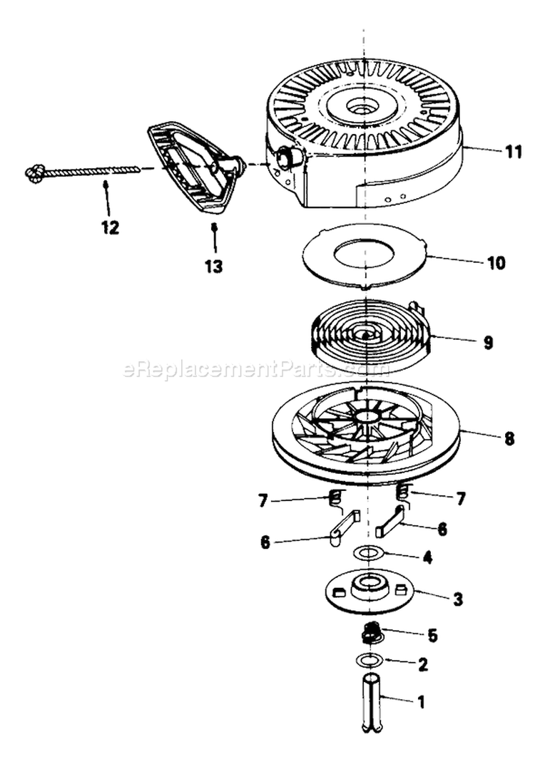 Rewind Starter Diagram and Parts List for 38052C 8000001-8999999 - 1988 Toro Snow Blower