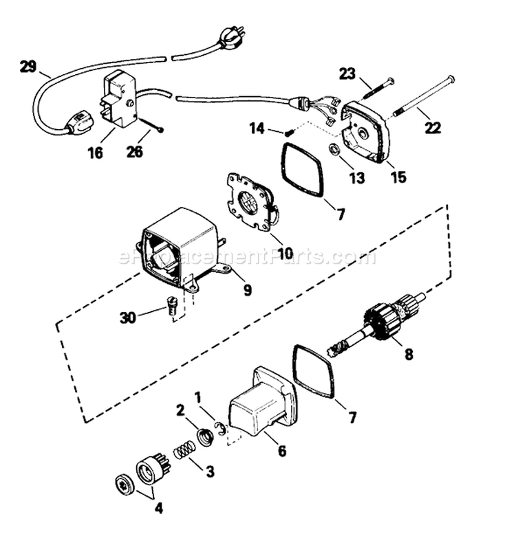 Electric Starter Motor Diagram and Parts List for 38052 2000001-2999999 - 1992 Toro Snow Blower