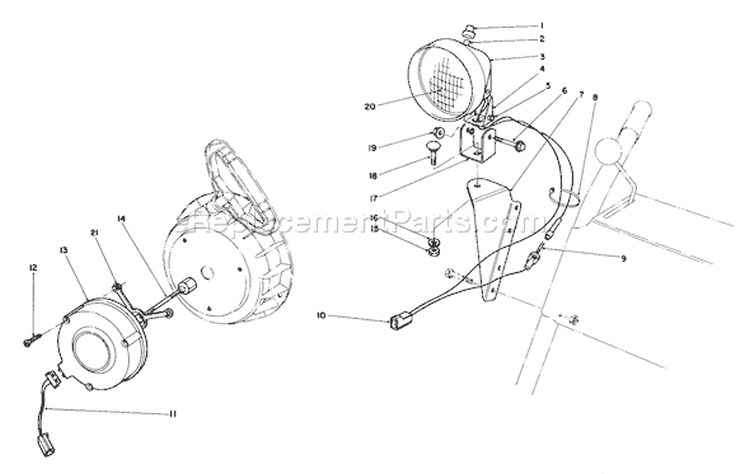 Light Kit Diagram and Parts List for 38052 2000001-2999999 - 1992 Toro Snow Blower