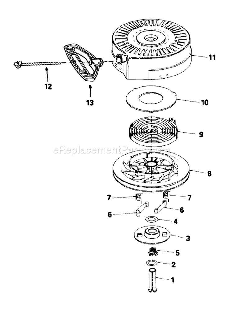 Rewind Starter Diagram and Parts List for 38052 2000001-2999999 - 1992 Toro Snow Blower