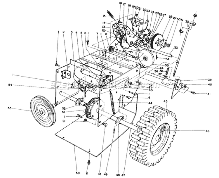 Traction Assembly Diagram and Parts List for 38052 4000001-4999999 - 1984 Toro Snow Blower