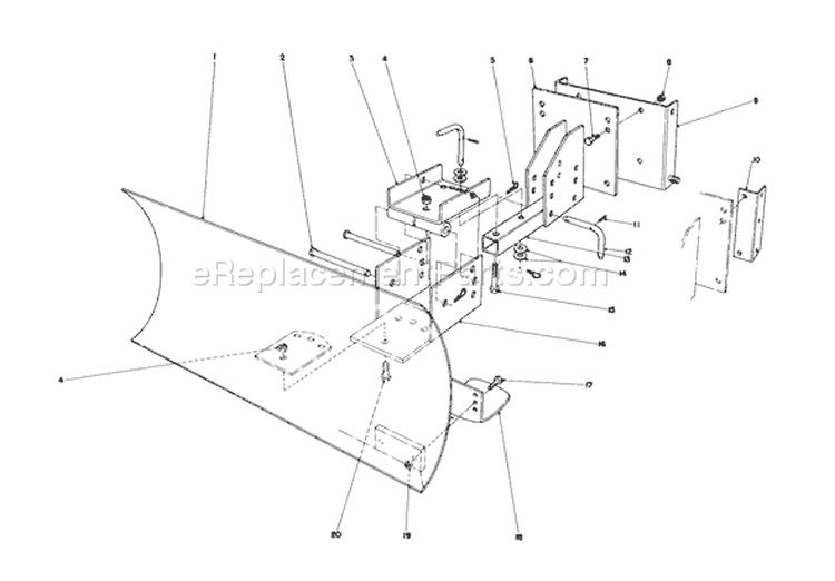 Grader Blade Assembly Diagram and Parts List for 38052 5000001-5999999 - 1985 Toro Snow Blower