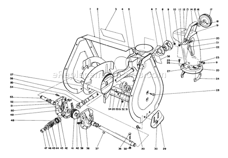 Auger Assembly Diagram and Parts List for 38052 6000001-6999999 - 1986 Toro Snow Blower