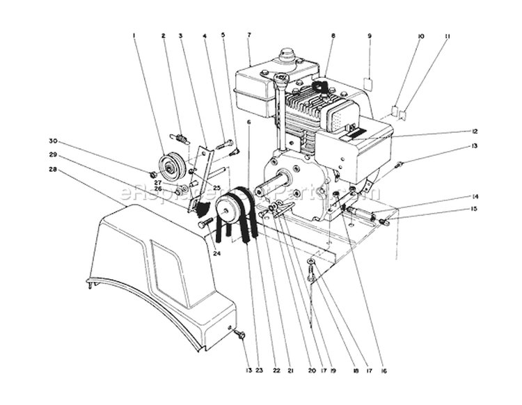Engine Diagram and Parts List for 38052 7000001-7999999 - 1987 Toro Snow Blower