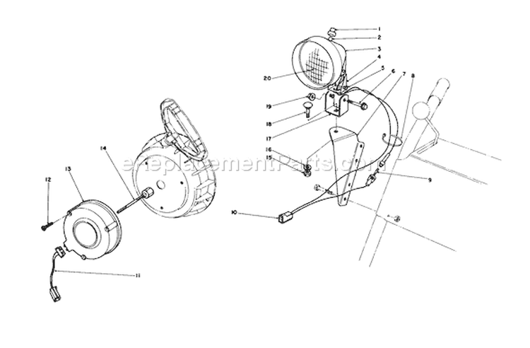 Light Kit Diagram and Parts List for 38052 7000001-7999999 - 1987 Toro Snow Blower