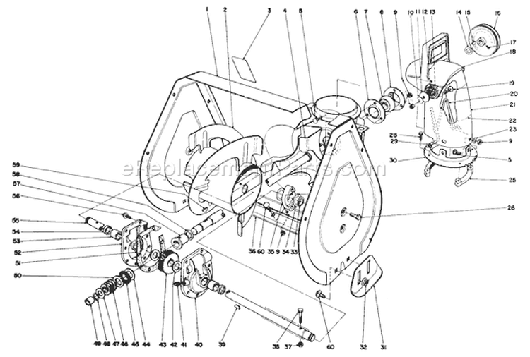 Auger Assembly Diagram and Parts List for 38052 8000001-8999999 - 1988 Toro Snow Blower
