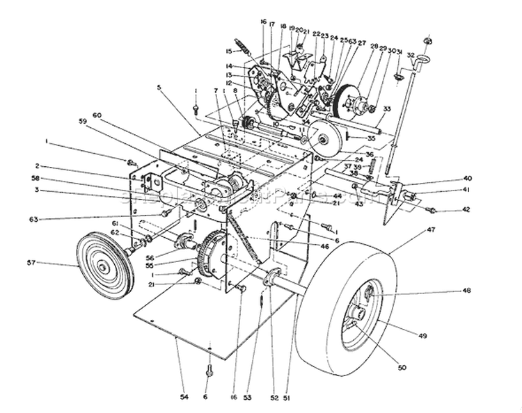 Traction Assembly Diagram and Parts List for 38052 4900001-4999999 - 1994 Toro Snow Blower
