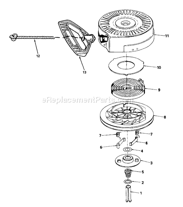 Rewind Starter Diagram and Parts List for 38054 5900001-5999999 - 1995 Toro Snow Blower
