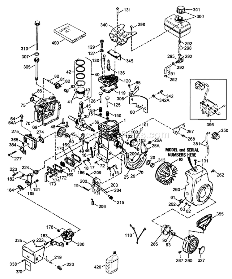 Page D Diagram and Parts List for 38052 69000001-69999999 - 1996 Toro Snow Blower