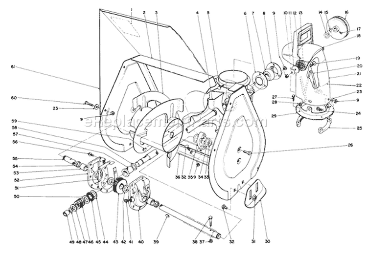 Auger Assembly Diagram and Parts List for 38056C 8000001-8999999 - 1988 Toro Snow Blower