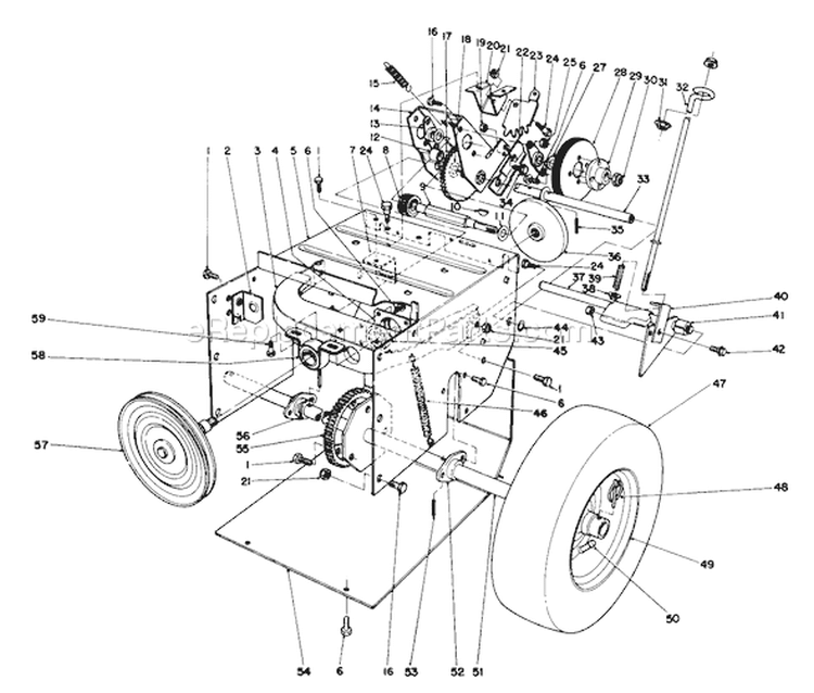 Traction Assembly Diagram and Parts List for 38056C 8000001-8999999 - 1988 Toro Snow Blower