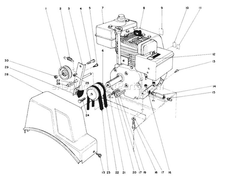 Engine Assembly Diagram and Parts List for 38056C 8000001-8999999 - 1988 Toro Snow Blower