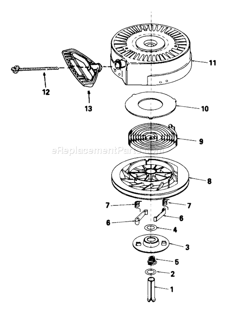 Rewind Starter Diagram and Parts List for 38056C 8000001-8999999 - 1988 Toro Snow Blower