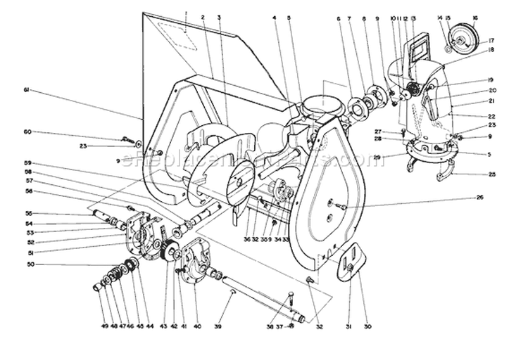 Auger Assembly Diagram and Parts List for 38056 1000001-1999999 - 1991 Toro Snow Blower