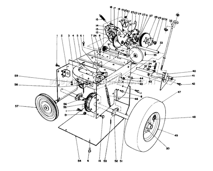 Traction Assembly Diagram and Parts List for 38056 1000001-1999999 - 1991 Toro Snow Blower