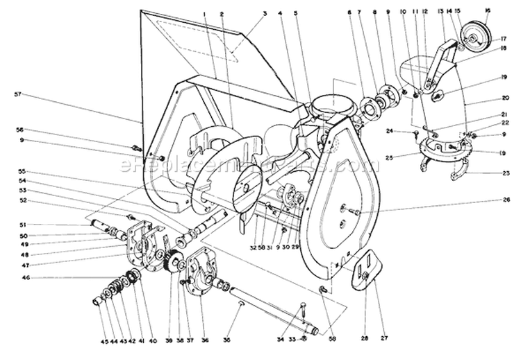 Auger Assembly Diagram and Parts List for 38056 4000001-4999999 - 1984 Toro Snow Blower