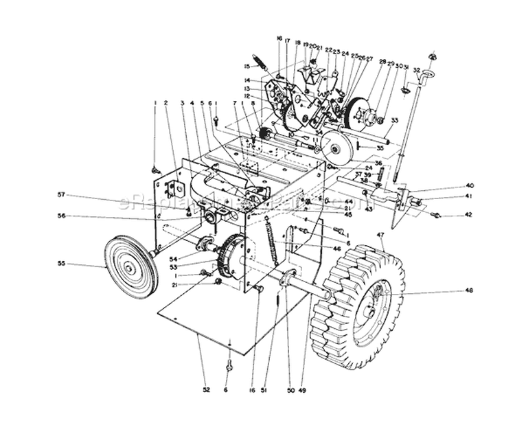 Traction Assembly Diagram and Parts List for 38056 7000001-7999999 - 1987 Toro Snow Blower