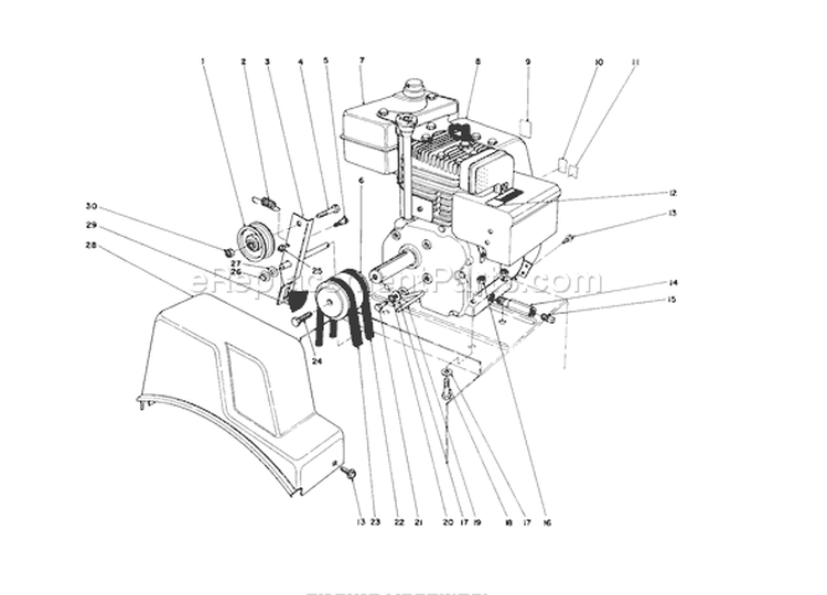 Engine Assembly Diagram and Parts List for 38056 7000001-7999999 - 1987 Toro Snow Blower