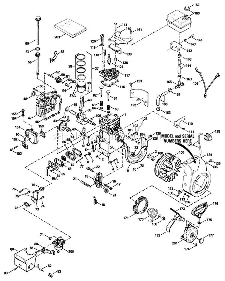 Engine Diagram and Parts List for 38056 8000001-8999999 - 1988 Toro Snow Blower