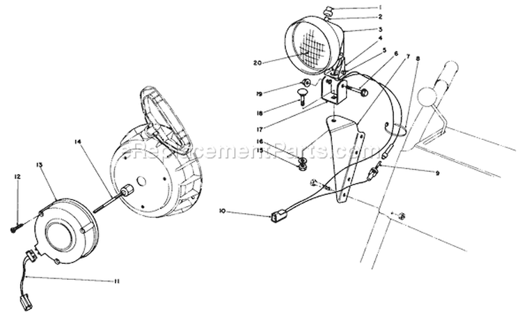 Light Kit Diagram and Parts List for 38056 8000001-8999999 - 1988 Toro Snow Blower