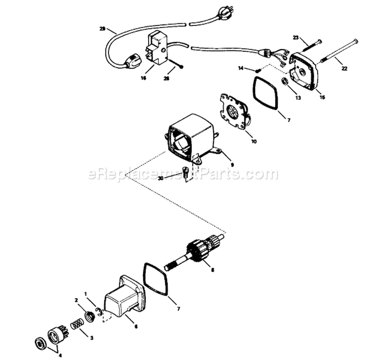 Starter Motor Kit Diagram and Parts List for 38056 8000001-8999999 - 1988 Toro Snow Blower