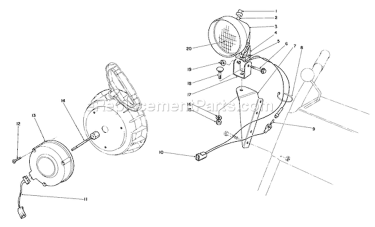 Page F Diagram and Parts List for 38065 0000001-0999999 - 1990 Toro Snow Blower