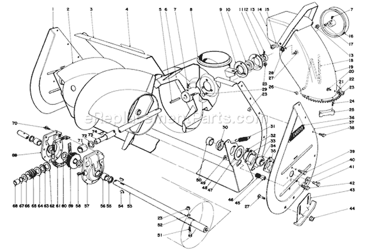 Auger Assembly Diagram and Parts List for 38060 8000001-8999999 - 1978 Toro Snow Blower