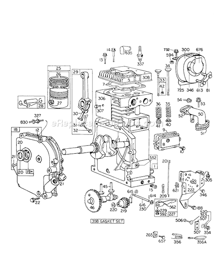 Engine Diagram and Parts List for 38060 8000001-8999999 - 1978 Toro Snow Blower